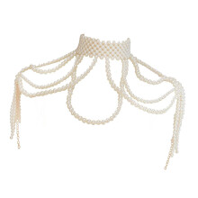 Beaded Shoulder Necklace Y2K Body Jewelry for Nightclub Music Festival