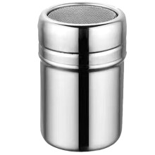 Stainless Steel Flour Shaker with Mesh Lid for Precise Powder Sugar Cocoa Dusting in Baking and Coffee