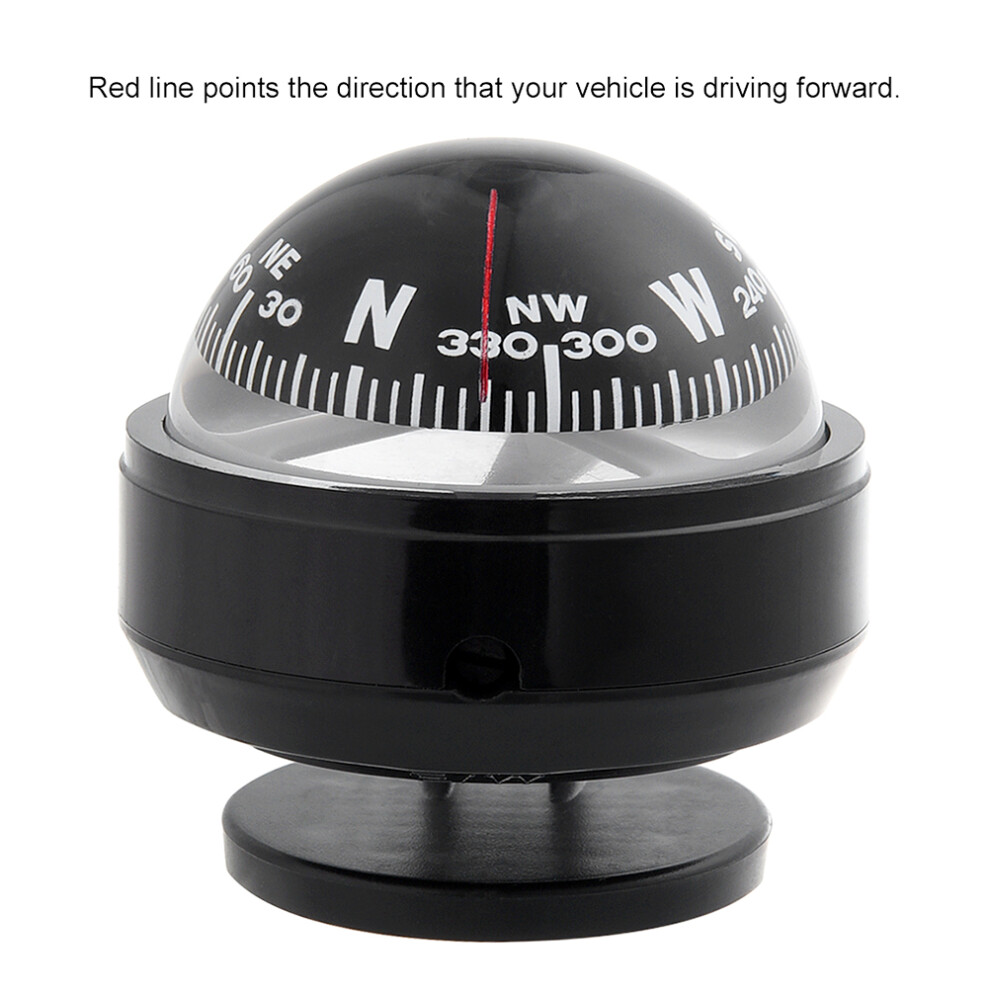 Car Dashboard Mount Navigation Compass Ball Plastic Direction Guidance Tool, 7.5X6x6cm Black 5041383385457