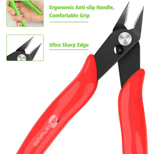 Side cutters, diagonal, mini scissors for electrical cables, model making, thin hardness, red 1