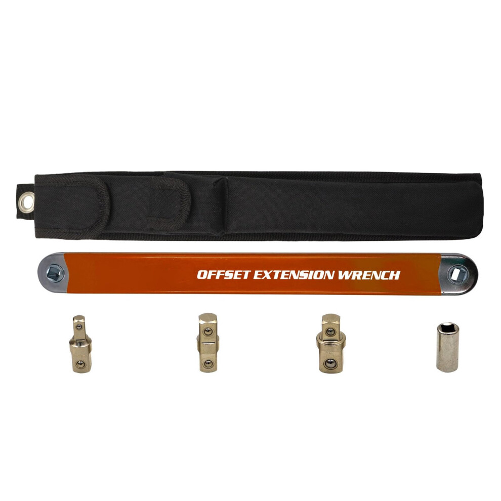 Offset Extension Wrench Set, 3/8 Multifunction Ratchet Long Extension Wrench Set Carbon Steel With Narrow Reach, Orange 9382693789495