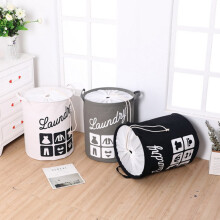 Basket per bucato in cotone pieghevole, grande 35x45cm, borsa di stoccaggio richiudibile
