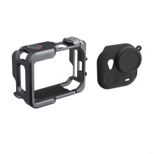 Aluminum Alloy Camera Cage With Silicone Grip Quick Release Knob Compatible With Action Camera Ultra Black