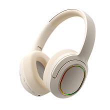 Wireless Headset Office OverEar Foldable Ergonomic Earpiece Khaki Color Compatible With Phone And Gaming