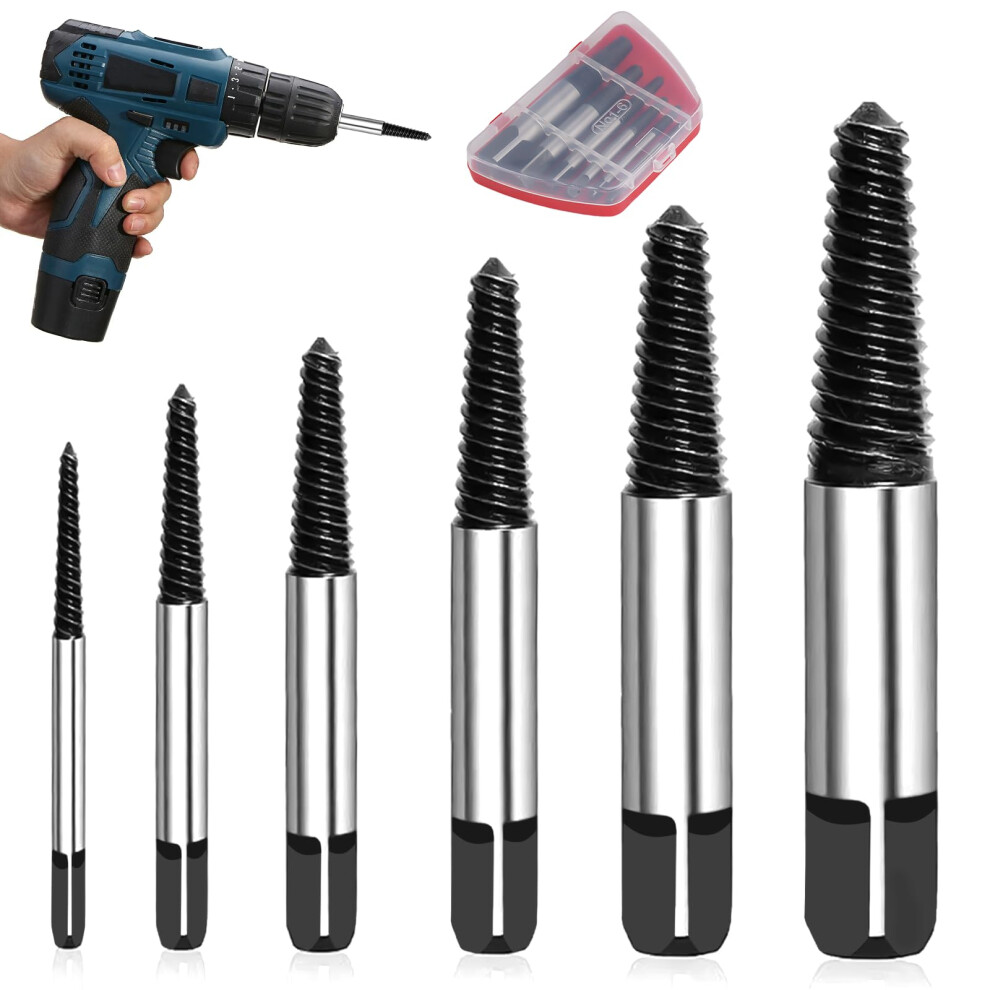 6Piece Professional Screw Extractor Set, Lefthanded Extractor Kit 9382693790873