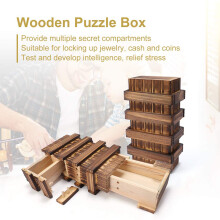Wooden Puzzle Box with Secret Compartment, Brain Teaser Toy 15.28.55.3cm