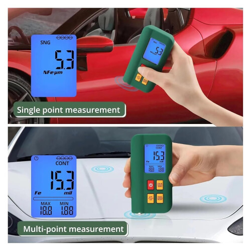 Digital Thickness Meter Car Paint Thickness Backlit Automatic Rechargeable Mini Coating Thickness Gauge Micrometer Scale 1