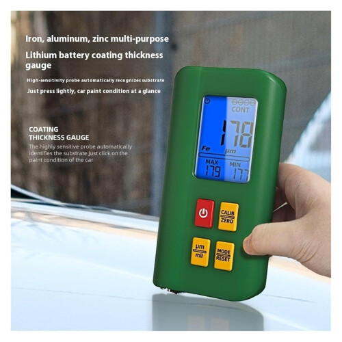 Digital Thickness Meter Car Paint Thickness Backlit Automatic Rechargeable Mini Coating Thickness Gauge Micrometer Scale 2