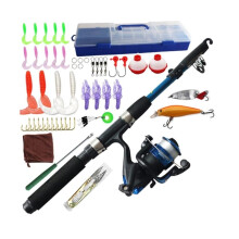 Fishing Rod 59Inch Telescopic Rod And Reel Combo With Tackle Box Portable Beginners Set For Kids And Youth