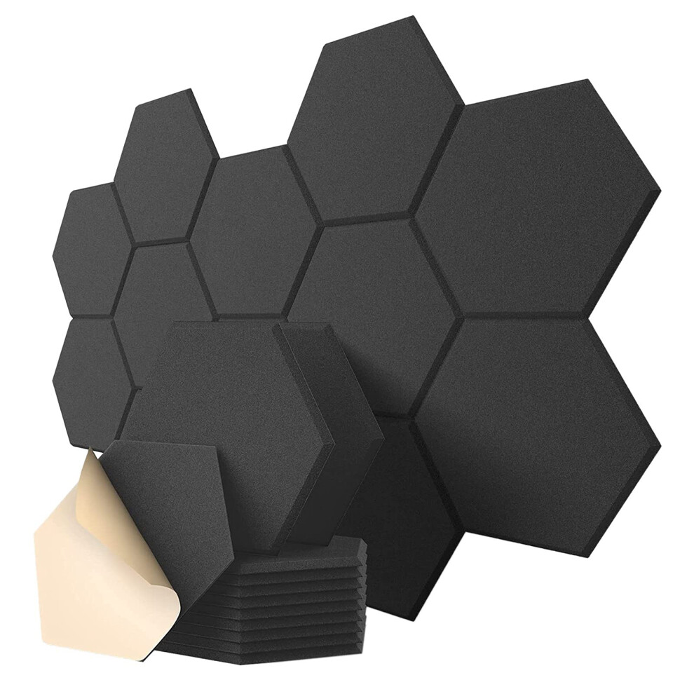 12 Packs Selfadhesive Acoustic Panels, 12 X 10 X 0.4 Inch Soundproof Foam Panels, Hexagon Soundproofing Panels 9382693792099