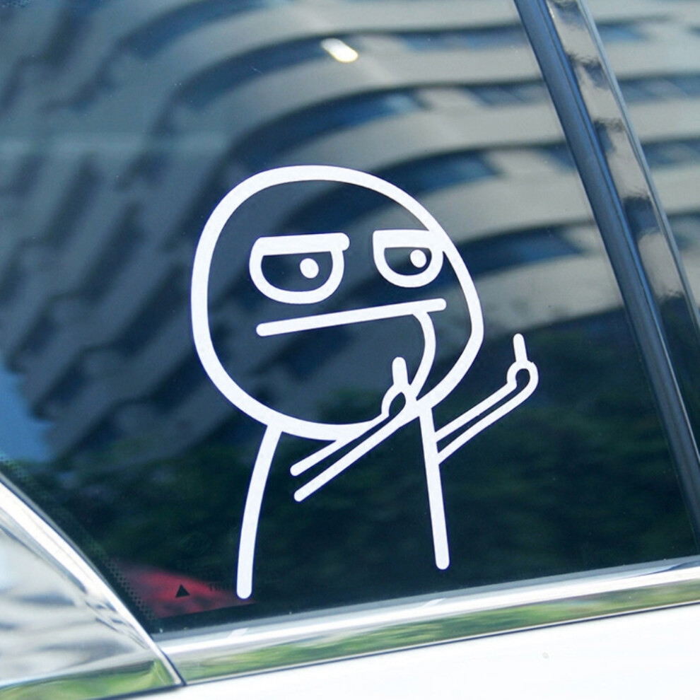 Humorous Cartoon Middle Finger Car Sticker - Durable Vinyl Decal 15Cm Black/White 5071373928463