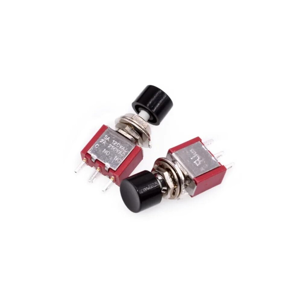 3Pin 6Mm Momentary Push Button Switch On(On) 2A 250Vac/5A 120Vac Black 9189345379345