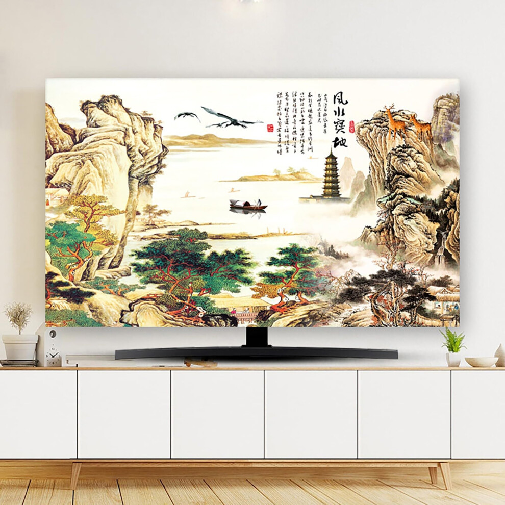 Tv Covers Chinese Style Landscape Elastic Fit Television Hood Dust Cover For 19100 Inch Tvs Wall Mount Color9 Size 27In 9189345379406