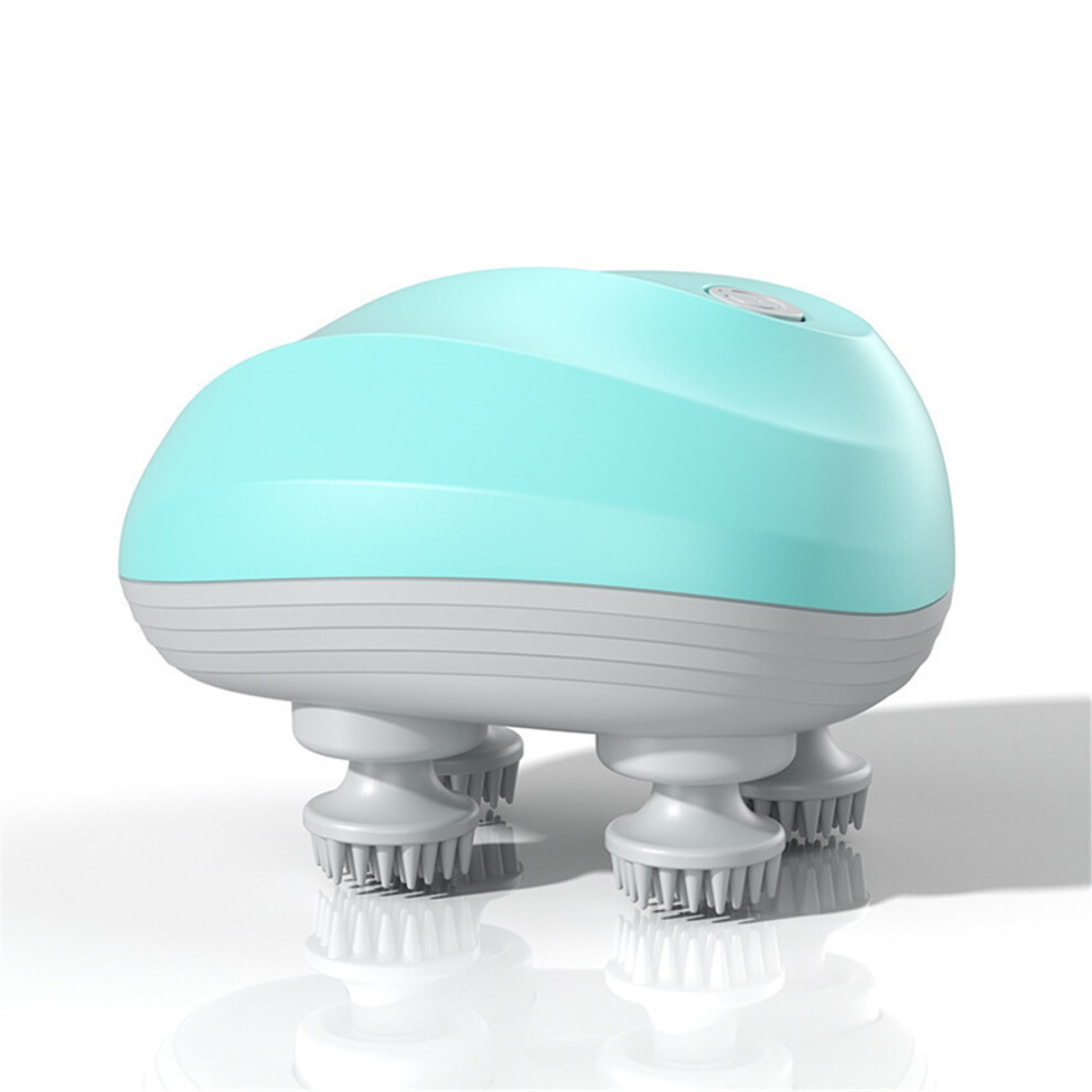 (Blue) Electric Scalp & Pet Massager - Portable Rechargeable with 5 Modes, 8 Detachable Heads, 96 Nodes, IPX7 Waterproof