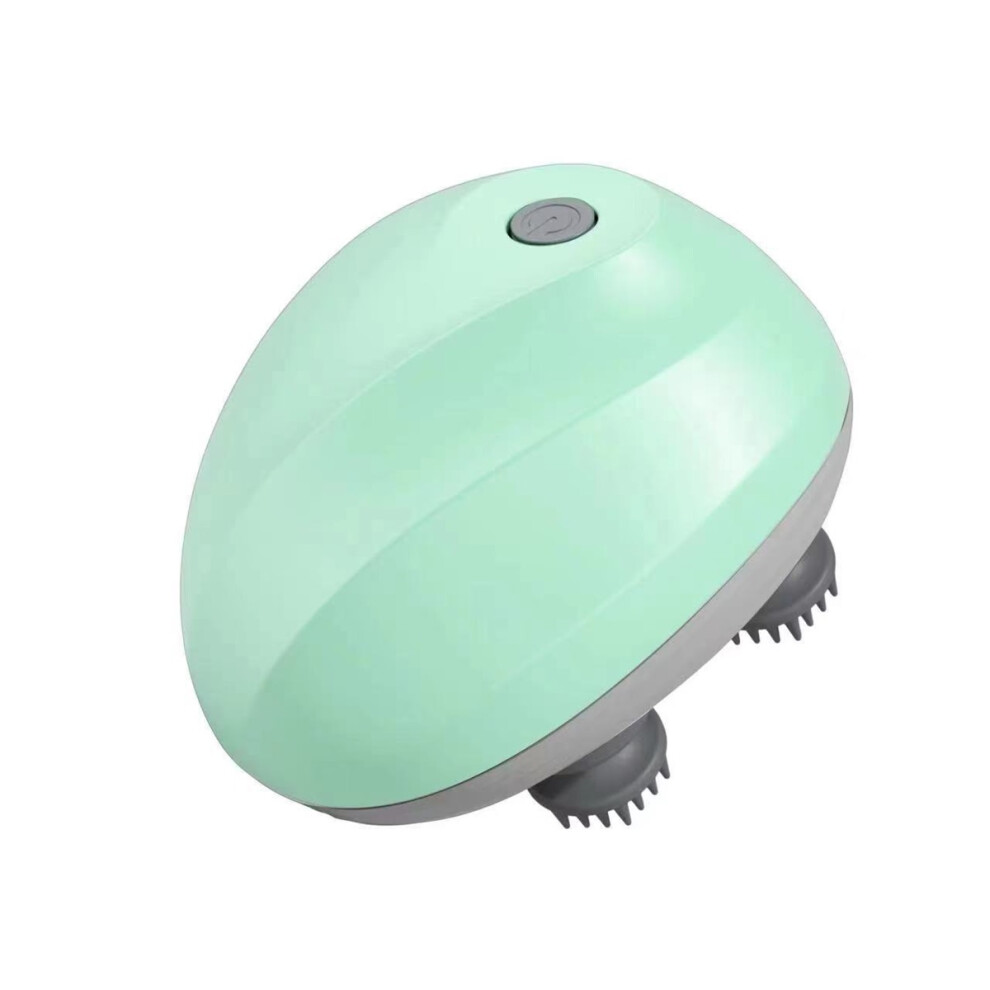 (Green) Electric Scalp & Pet Massager - Portable Rechargeable with 5 Modes, 8 Detachable Heads, 96 Nodes, IPX7 Waterproof