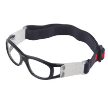 Safety basketball glasses, protective eyewear with adjustable strap, sports dribble, training equipment, black.