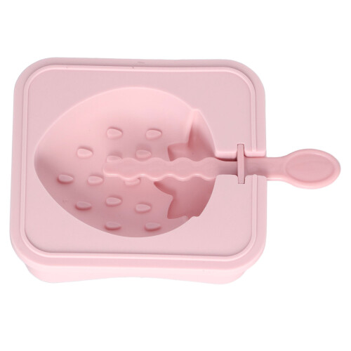 Kitchen Silicone Ice Cream Molds Reusable Stackable Strawberry with Lid