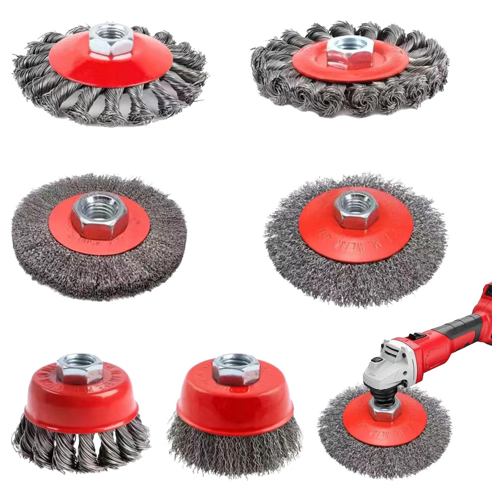 Angle Grinder Wire Brush Set, M14 Stainless Steel 75Mm And 100Mm For Polishing, Rust Removal 9382693794789