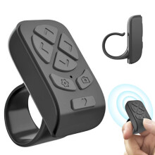 Fingertip Wireless Bluetooth Remote Control Scrolling Ring Rechargeable Black For Phones And Tablets 1 Piece