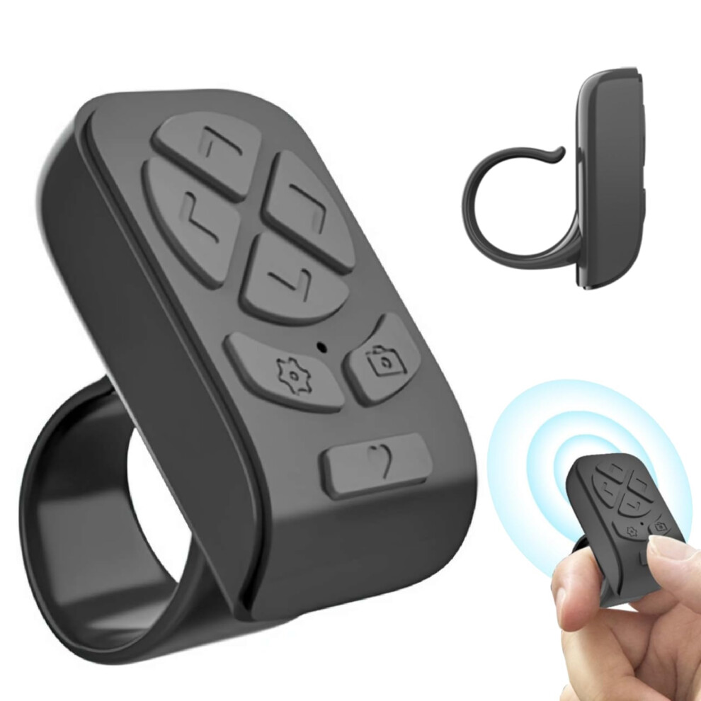 Fingertip Wireless Bluetooth Remote Control Scrolling Ring Rechargeable For Phones And Tablets 1 Piece Black 9189345379949