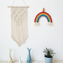 Boho-Chic-Wohndekoration, handgefertigter Makramee-Wandbehang mit Baumwollkordel-Kunstwerk, für Wohnzimmer, Schlafzimmer und gemütliche Cafés,