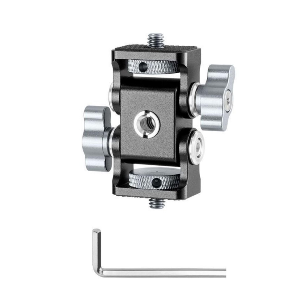 Camera Gimbal Mount With Adjustable Dual Head For Dslr And Monitor, 360 Rotation, Grey 9164114265036