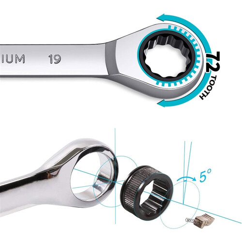 Adjustable Spanner Wrench Ratchet Set, Metric Ring Spanner, Torque Gear Wrench, Hand Tools for Nuts (2Pcs) 2