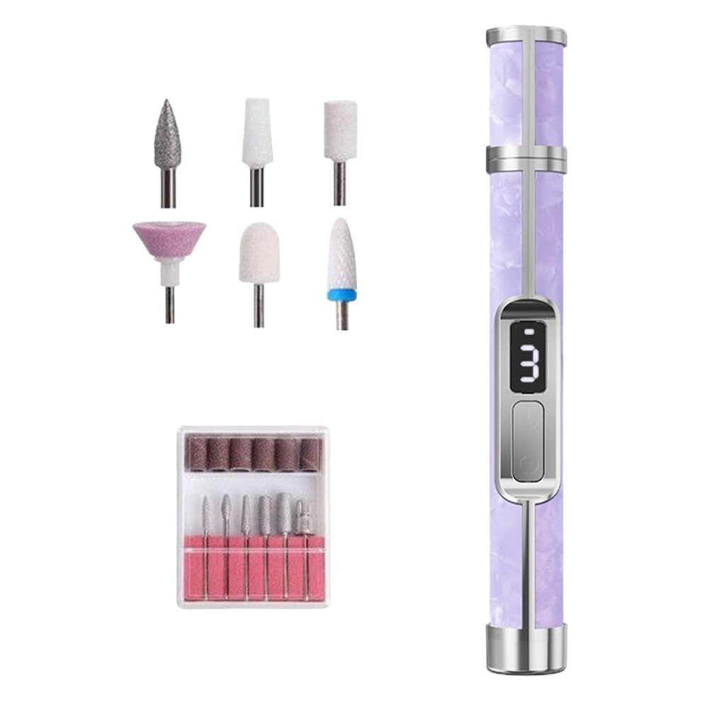 Nail Drill Three Speed Fingernail Polishing File Portable Rechargeable Foot Callus Remover For Thick Toenails Purple