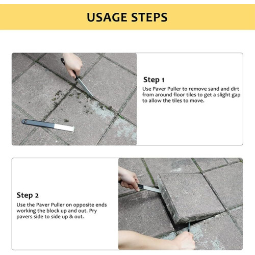 'Joint scraper teeth on a 2part paver tile removal tool set to improve efficiency in brick removal tasks.' 2