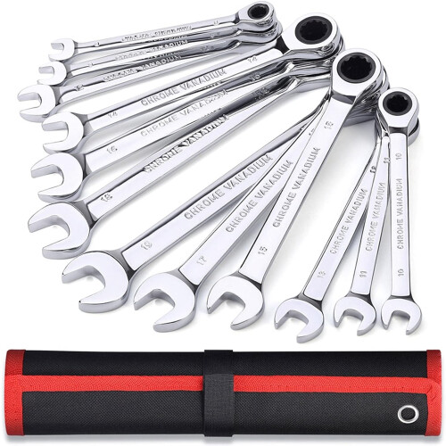 Adjustable Spanner Wrench Ratchet Set, Metric Ring Spanner, Torque Gear Wrench, Hand Tools for Nuts (2Pcs) 1