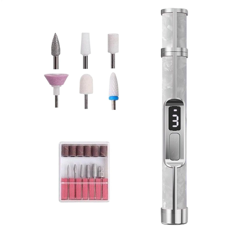 Nail Drill 3Speed Fingernail Polish File Portable Rechargeable Foot Callus Remover For Thick Toenails Travel Silver Gray