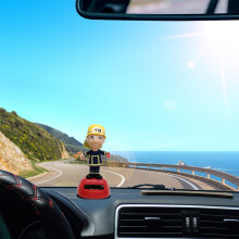 Poupée figurine de pompier solaire qui tremble – Décoration pour la maison et la voiture, 10 cm, noire et rouge