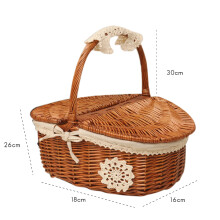 Handgefertigter Natur-Wicker-Picknickkorb 26x18x16 cm