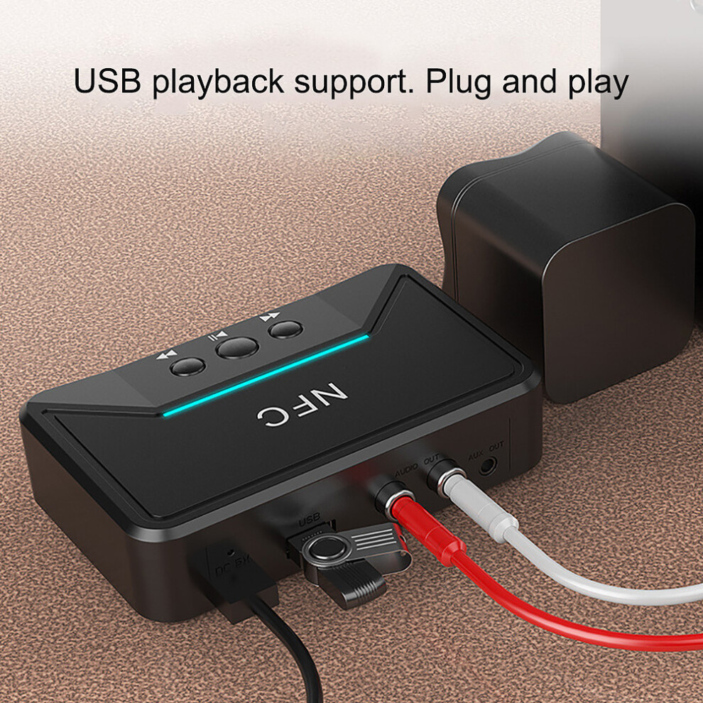 Wireless Bluetooth 5.0 Receiver Nfc A2dp Rca Aux 3.5Mm Adapter For Car & Home 7901373950530
