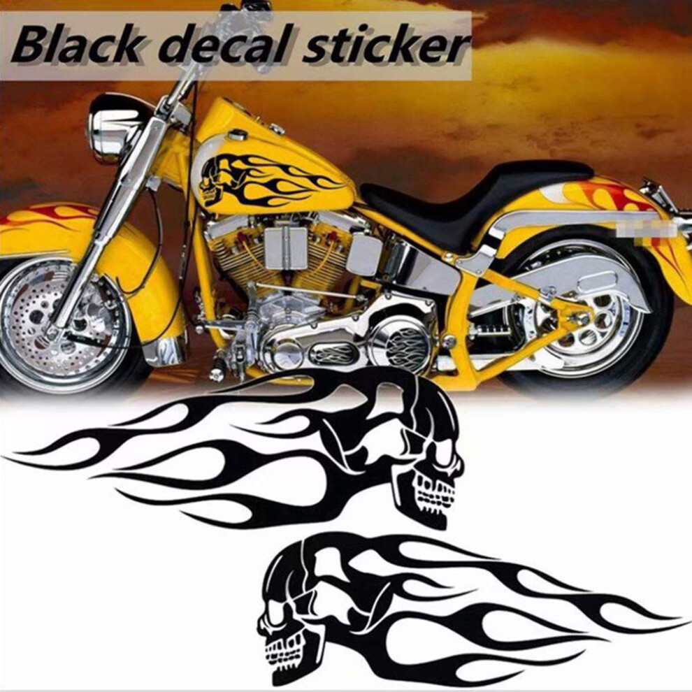 Universal Motorcycle Flame Decals - 2Pcs Skeleton Stickers For Gas Tank 8491382104929