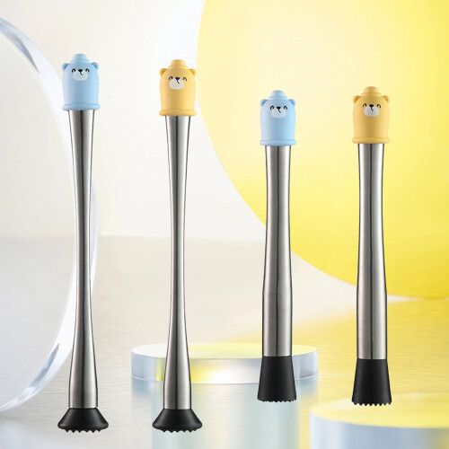 Edelstahl-Muddler mit Silikongriff 26cm Blau 1