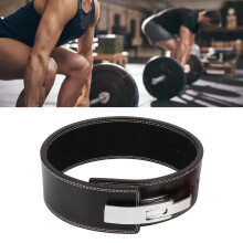Black Leather Waist Support Belt for Squat Bodybuilding and Fitness Training