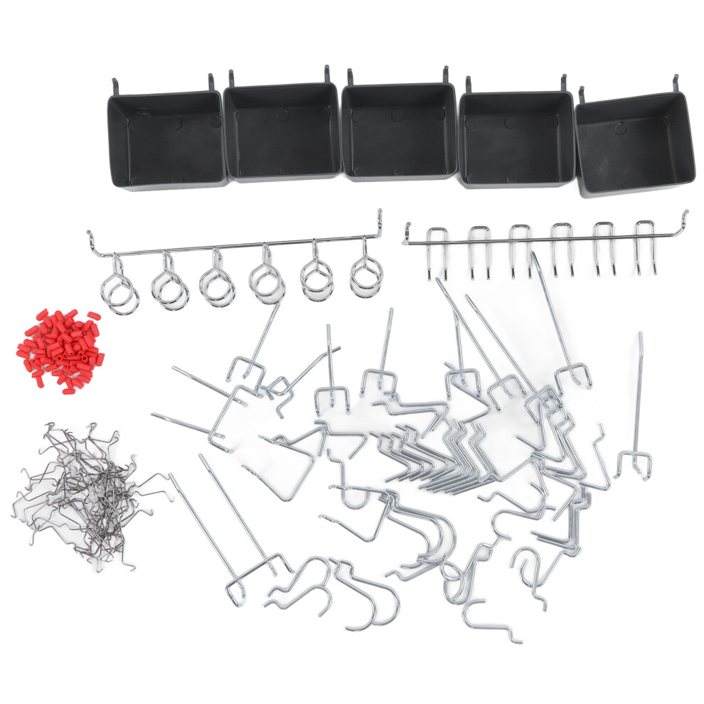 Pegboard Storage Organizer Set, 5-Tab Design For Enhanced Stability With Metal Hooks And Plastic Bins, Rust Resistant Workshop Accessories For 9138057857405