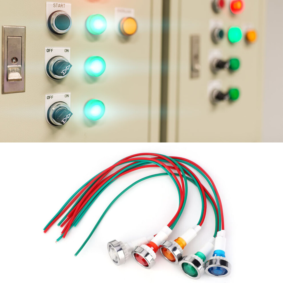 15Pcs Dc12v 10Mm Led Pilot Indicator Light Kit Red, Green, Yellow, Blue, White 8291382729302
