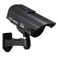 Outdoor Indoor Solar Powered Dummy Security Camera Realistic Red Flashing Light Simulated Surveillance System, Durable Material Compact Design Featuri