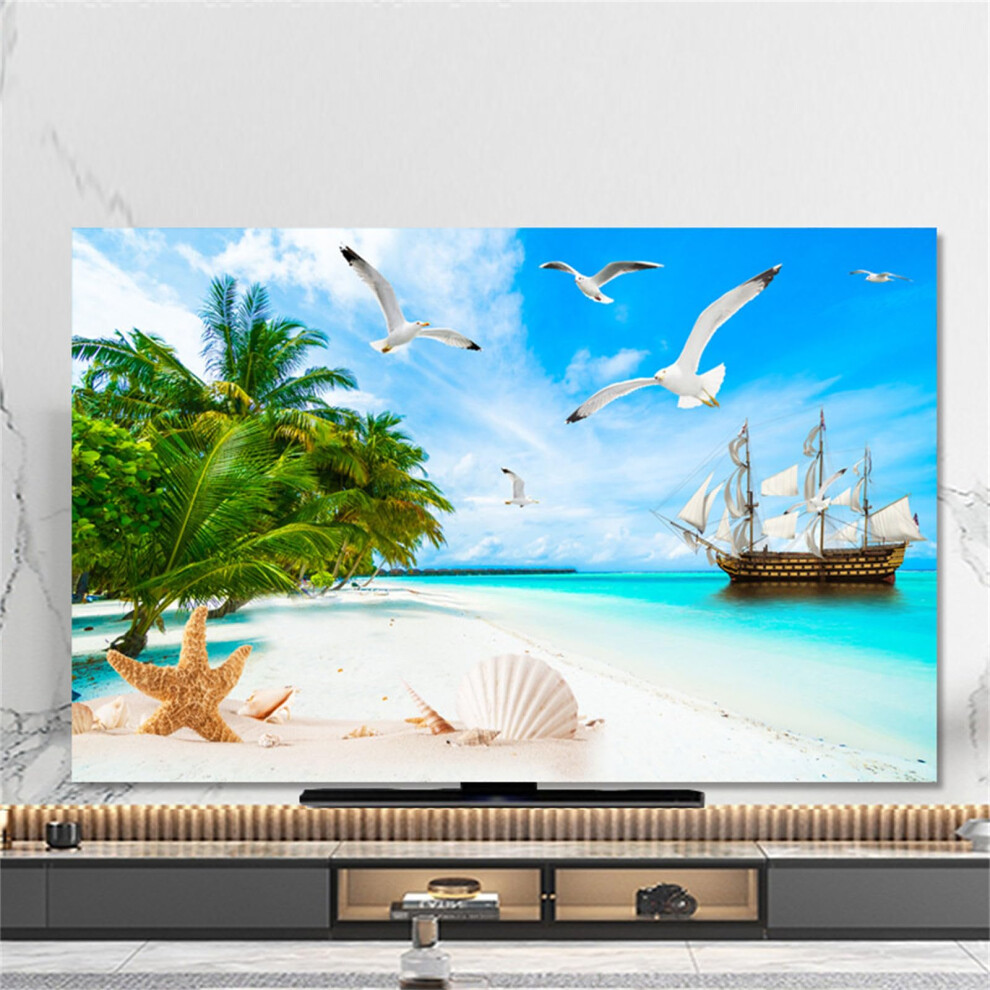 Tv Cover 3280 Inch, 3D Landscape Pattern, Universal Stretch Tv Screen Protector, 5860 Inch Seagull B 9347817264975