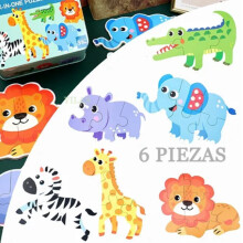 6-in-1 Holz-Baby-Puzzle rund um Tiere, bunt & lehrreich