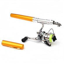 Fishing rod Telescopic Metal Rod Fishing Pole Kit Yellow 1.4m Travel Starter Kit