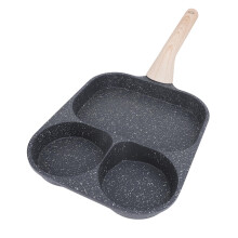 Egg Frying Pan Stick Proof NonStick 3 Section Breakfast Cooking Pan for Steak Omelette Black (Single Bottom)