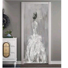 3D Door Murals Decals Abstract Girl Back View Stickers PVC Waterproof Removable Wall Art