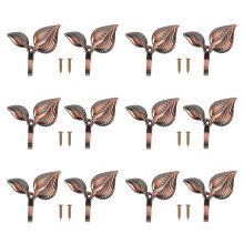 12 x Iron Leaf Shaped Curtain Tie Backs Holders Wall Hooks Home Decor, Red Bronze
