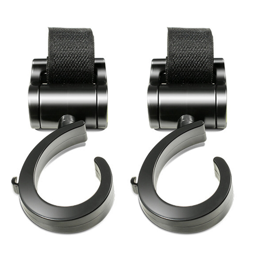 2PCS Baby Stroller Hooks Black 5.2x14cm Pram Bag Bottle Clips