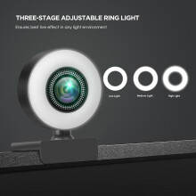 1080P HD-Webcam mit Ringlicht, USB 2.0, 150 cm