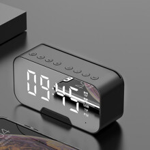 Réveil avec haut-parleur Bluetooth et radio FM, double alarme avec affichage miroir LED intelligent et augmentation progressive du volume, fonction