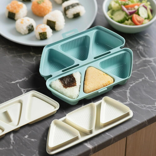 Sushi Maker with SixCavity Silicone Onigiri Mold, Triangle Rice Ball Maker, Foldable Easy Release 1